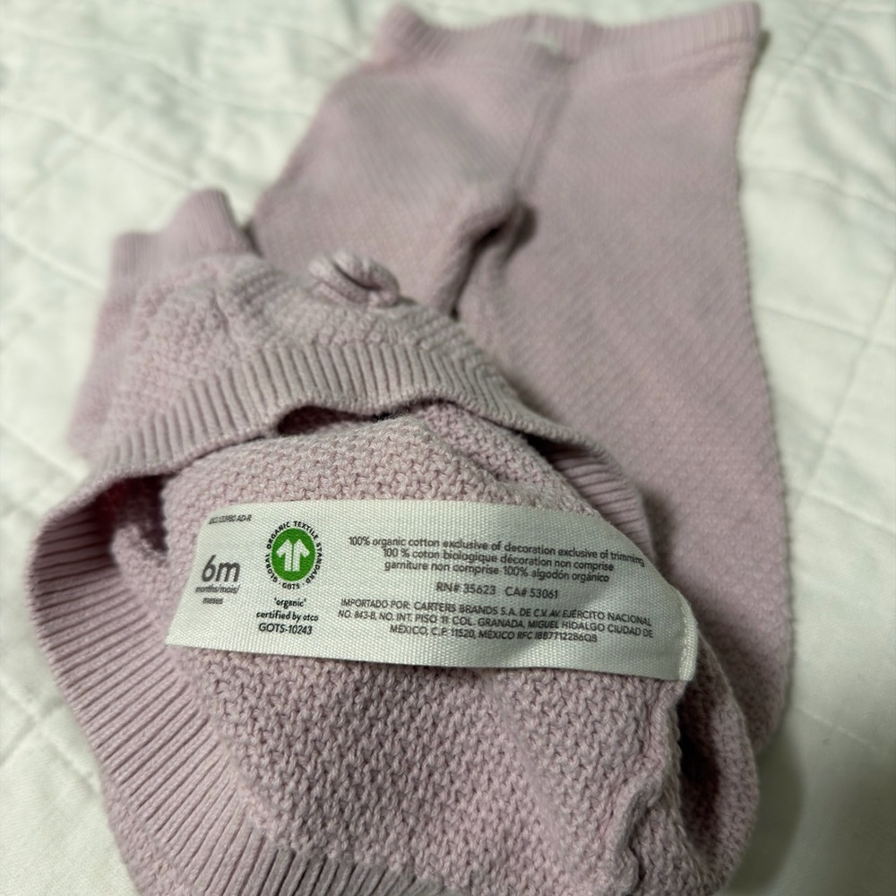 Little Planet Organic Cotton Bow Sweater Knit Set Daylily Pink 6M Baby Girl - Picture 5 of 6